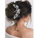 IYOU Pearl Wedding Hair Vine Blue Flower Hair Accessories Crystal Headband Prom Bridesmaid Bride Hair Piece for Women - Buy Online on GoSupps.com