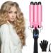 Pretfy 3 Barrels Hair Curler 25mm Curling Iron 60 230 C Adjustable Temperature Hair Waver 1" Mermaid Wand Beach Waves Curling Tongs LCD Display Wave Curlers for Medium Long Hair Auto-Off