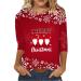 Yihaojia Merry Christmas Shirt for Women Gilrs Basic Half Sleeve Round Neck T-Shirt Stretchy Casual Slim Fit Blouse Tops Red Small