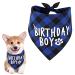 Dog Birthday Bandana Plaid Printed Birthday Boy Bandana Washable Pets Birthday Party Supplies Cotton Triangle Dog Scarf for Small Medium Dogs and Cats (Blue)