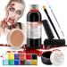 Special Effects SFX Halloween Makeup Kit - Fake Blood + Coagulated Blood Gel + 12 Colors Bruise Makeup Face Body Painting Palette with Brush + Scar Wax with Dual-ended Spatula Tool + Stipple Sponges