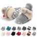 EDOTON Unisex Newborn Winter Boots Warm Stripe Bootie Non-Slip Sole Soft Stay On Ajustable Bootie Sock 0-6 Months Gray Khaki