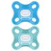 Mam Schnuller Comfort S190 - Light pacifier from Skinsoft silicone very soft for babies from 0 to 2 months and tips in blue 2 pieces with self -sterilizing box blue 0-3 months