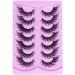 Augenli 7Pairs Fox Eye Lashes Angel Wing False Eyelashes Natural Look L Curl Anime Doll look lashes Wispy Fluffy Eye Lashes for Daily or Cosplay Wearring (01a)