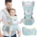 Leapbeast baby carrier baby hip seat all-in-one baby carrier cotton light and breathable adjustable baby carrier ergonomic pure for newborns and older babies 3.5-15.5 kg (green)