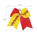Cheer Bow Elastic Hair Tie - Handmade Sports Ponytail Holder for Girls Team Cheerleaders - Red Yellow White Glitter Ribbon Accessories - Buy Online on GoSupps.com