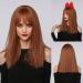 22" Brown Cosplay Wig with Bangs Long Straight Synthetic Wigs for Women for Daily Party