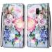 Nadoli mobile phone case leather for Samsung Galaxy J6 Plus colorful painted pink bouquet carrying cup card box magnetic stand protective cover wall pocket leather bag bag case case Samsung galaxy j6 plus pink bouquet