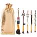 Cute Demon Slayer Makeup Brushes - Anime Kimetsu No Yaiba Figure Tanjirou Nezuo Metal Cosmetic Brush Set for Eye Shadow Conceal Foundation Rouge (001 Demon Slayer)
