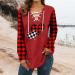 oelaio Valentine's Day 2024 Women's Casual Long Sleeve Top Blouses Round Neck Plaid Loose Printed T-Shirts Tunic Tops - Buy Online on GoSupps.com