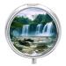 Round Pill Box Waterfall Scenery Print 3 Compartment Medicine Pill Case Print Pill Organizer Decorative Metal Portable Pill Box Pocket Pill Box Style-20