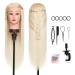 Danseemeibr exercise head 66-71 cm hairdressing head 100% synthetic fiber cosmetology window doll head with free clamp for braiding stying (blond) beige (blonde)