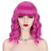 AISI BEAUTY Hot Pink Bob Wavy Wig with Bangs - 14 Inch Synthetic Hair Colorful Wig for Women - Perfect for Halloween Costume & Cosplay - Buy Online on GoSupps.com