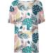 Women's Summer V-Neck Floral Tunic Blouse - Loose Fit Henley Shirt & Oversized Light Blue Top for Festive Leisure - Buy Online on GoSupps.com