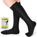 Ailaka Zipper Compression Socks Medical 15-20 mmHg Knee High Compression Socks for Men Women Close Toe Support Socks for Varicose Veins Edema Recovery Pregnant Nurse 3X-Large (1 Pair) Black