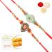 Ghasitaram Gifts Rakhi for Brother Rakhis Online - Set of 2 8469 8487 Premium Rakhis with 400 GMS of Besan Barfi