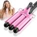 Lockenstab 3 barrels of wave iron for hair 25mm curls with adjustable temperature ceramic coating curly bars quick heating large wave for long/short hair red