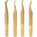 M LASH Nano Fiber Tip Diamond Grip Eyelash Extension Tweezer Set - V5 Professional Lash Tool (Gold) - Buy Online on GoSupps.com