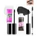 Eyebrow Gel Set with Brow Tool-Waterproof Black Tinted Eye Brow Gel & Clear Brow Setting Glue Longlasting Brow Tinting Gel Brow Filler for Eyebrows Christmas Eyebrow Makeup Gift Kit for Women-01+05 01# Transparent+05# Black