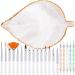 21 Pieces Nail Art Tools Kit  Resin Nail Art Palette Leaf Shape Mixing Palette and 20 Pieces Nail Art Design Brushes Golden Edge Resin Nail Holder Nail Gel Polish Colors Mixing Pallet () White