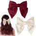 Dalababa Bow Hair Clips 2 Pcs Large Hair Bows Silky Satin Ribbon Hair Barrettes French Bowknot Hairpins Hair Accessories For Women Girls (Burgundy & Beige) Burgundy beige