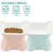 Navaris Raised Ceramic Cat Bowls (Set of 2) - Elevated Food and Water Bowl Pack for Cats - Cute Kitty Shaped Dishes with Ears - Dishwasher Safe - Green/Peach - Buy Online on GoSupps.com