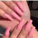 Brishow long artificial nails ballerina false nails pure color acrylic press full cover stick on the nails 24 pieces for women and girls (pink)