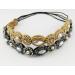 Yueton Handmade Crystal Rhinestone Beads Headband Set - Navy Blue + Gold | Women's Elastic Hair Accessories (Pack of 2) - Buy Online on GoSupps.com