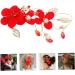 Angoily Red Flower Hair Clip Hair Jewels for Women Bridal Hair Headpiece Bridal Hairpin Bridal Headpiece Flower Side Hair Clips Hair Pin Red Crystal Lace Pearl Flower Bridesmaid - Buy Online on GoSupps.com