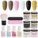 Dip Powder Nail Kit Starter 8Pcs Nail Art Powder Top Base Coat Gel Dusting Brush Manicure Tool Set DIY Salon Nail Art Manicure(K1215) - Buy Online on GoSupps.com