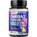 Omega 3 Fish Oil Supplements 2400mg - Triple Strength Omega 3 Fatty Acids Natural Heart Health Brain & Joint Support - Fatty Acids with EPA & DHA - Wild Caught Fish Oil Supplement - 60 Softgels 60 Count (Pack of 1)