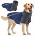 Slowton winter coat for dogs warm lining made of polar fleece outer jacket for dogs with turtleneck scarf reflex strip adjustable waterproof windproof puppy vest soft pet outfit for small xl navy blue