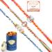 Ghasitaram Gifts Rakhi for Brother Rakhis Online - Set of 3 6300 6371 6400 Fancy Rakhis with 100 GMS of Dryfruits Mix Can 200 GMS of Kaju katli