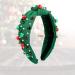Christmas Headband Pearl Knotted Hair Band with Rhinestone Wide Top Knot Fashion Headband for Women Girls Christmas Hair Accessories (Green) - Buy Online on GoSupps.com