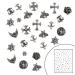 Cross Nail Art Charms 3D Cute Punk Metal Nail Decorations for Women & Girls - 50PCS Antique Silver DIY Manicure Accessories Retro Rose Studs Rivets Hearts Ornaments