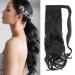 Tess ponytail extension black 60 cm dark black wavy braid extension horseplate hair part 100g long hair extension braid 60 cm-rolled dark black