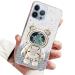Rnrieyta Miagon Bear Astronaut Stand Case Glitter for iPhone 11 Pro Cute Girl Thin Crystal Protective Case Quicksand Bling Transparent Case Bumper with Astronaut Holder Kickstand Transparent iPhone 11 Pro Transparent