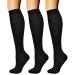 feifanshop 3 pairs of travel socks support socks compression socks knee socks women and men EU 40-43 L/XL (EU 40-42) black