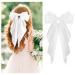 1PC Satin Hair Bows for Women Large Hair Barrettes Ribbon for Girls Giant Long Bow Hair Clips Ponytail Holder Silk Big Hair Clips Accessories for Women(White) 1pc-White