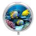 Pill Box Pill Case 3 Compartment Travel Pill Box Tropical Fish Printing Small Pill Box Portable Medicine Pill Case Pill Organizer for Purse & Pocket for Travel Handbag (Round)