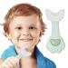 U Shaped Toothbrush for Kids | Detachable Silicone Kids Toothbrush Manual Training Toothbrush with Detachable Food Grade Soft Silicone Brush Head and Children Green 1 count (Pack of 1)