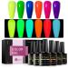 Glow in the Dark Gel Nail Polish, MTSSII 6 Colors Neon Luminous Gel Polish Set, Fluorescent Bright Colors Hot Pink Neon Yellow Green Blue Orange Purple Soak Off UV Nail Polish Kit for Halloween
