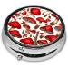 Red White Mushroom Mini Round Pill Box - 3 Compartment Portable Organizer for Travel Home & Office - Buy Online on GoSupps.com