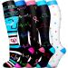 BLUEENJOY Compression Socks for Women & Men Circulation (5 Pairs)- Best Support for Nurses, Running, Hiking, Athletic, Pregnancy 04 Black 4 Pairs/White Large-X-Large
