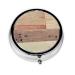 Rustic Wood Background Printed Round Pill Box Portable Mini Pill Case Metal Iron Plating Pill Organizer with 3 Compartment for Pocket Purse