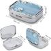 White Flowers Light Blue Wood Print Pill Box Decorative 2 Compartment Portable Pill Organizer for Pocket & Purse - Buy Online on GoSupps.com