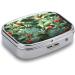 Decorative Tropical Plants Print Pill Box - 2 Compartment Metal Pill Organizer for Travel | Portable Medicine Case for Pocket & Purse - Buy Online on GoSupps.com