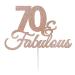 LissieLou 70 & Fabulous Birthday Cake Topper Decoration Glitter Card Made in the UK - Rose Gold