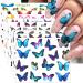 Dornail 30 Sheets Butterfly Nail Stickers Flower Nail Water Transfer Sticker Nail Decals Summer Nail Art Sticker Nail Designs Nail Decorations Nail Art Accessories
