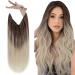 Vivien Wire Extensions Real Hair Remy Extensions Real hair with wire balayage light brown with platinum blonde wire real hair extensions #8/60 40cm 80g 40cm 3-1 wire BA #8/60